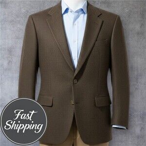 Vintage HART SHAFFNER MARX Men Blazer Sport Coat 2 Button Jacket 42R Fleece Wool